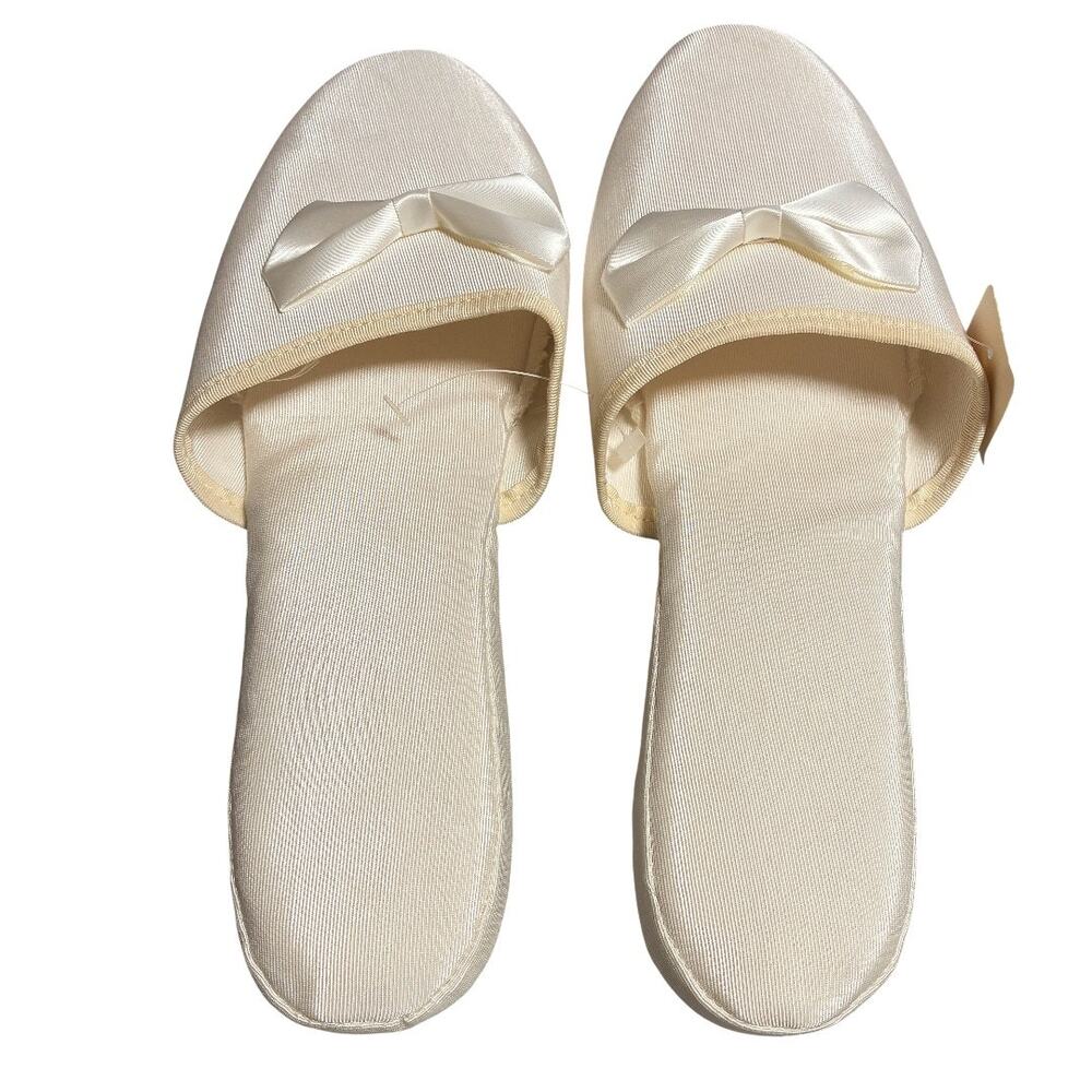 Solely Ours White Slippers with Bow New in Box Vintage Size 10 - Picture 2 of 6
